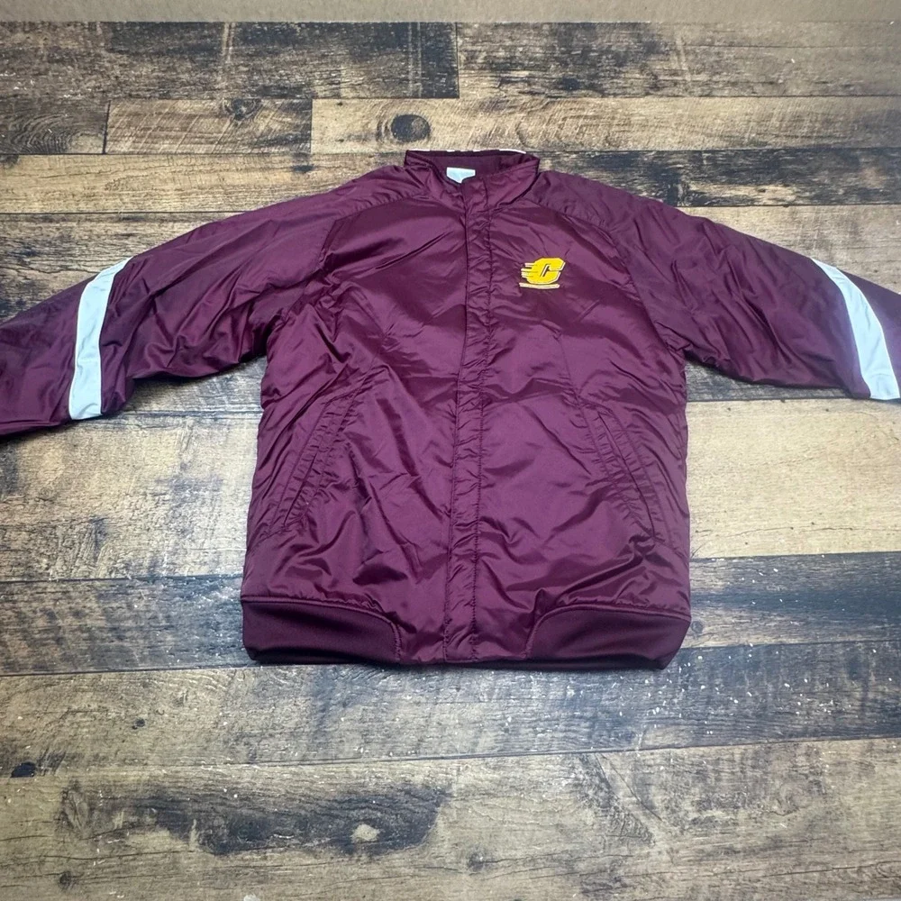 Adidas central Michigan Burgundy Snap Button Track Jacket Sportswear Size XS‎